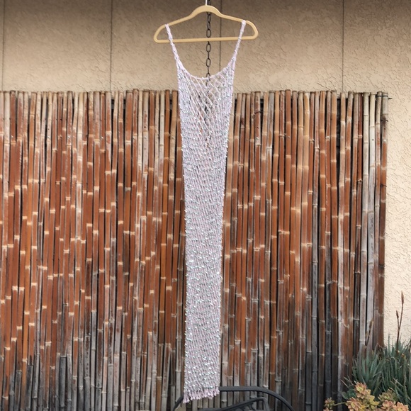 RAT & BOA Zinnia Dress *RARE* Open Crochet Knit with All-Over Sea Green Sparkles - Picture 7 of 13